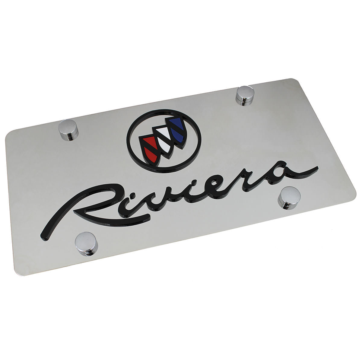 Buick Dual Logo Riviera License Plate (Chrome) - Custom Werks