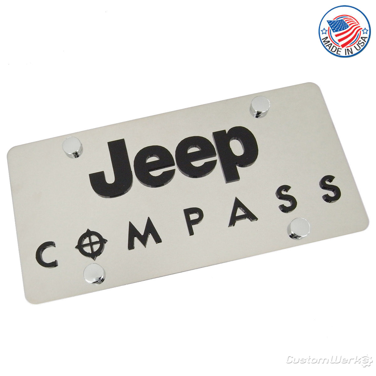 Jeep Dual Logo Compass License Plate (Chrome) - Custom Werks