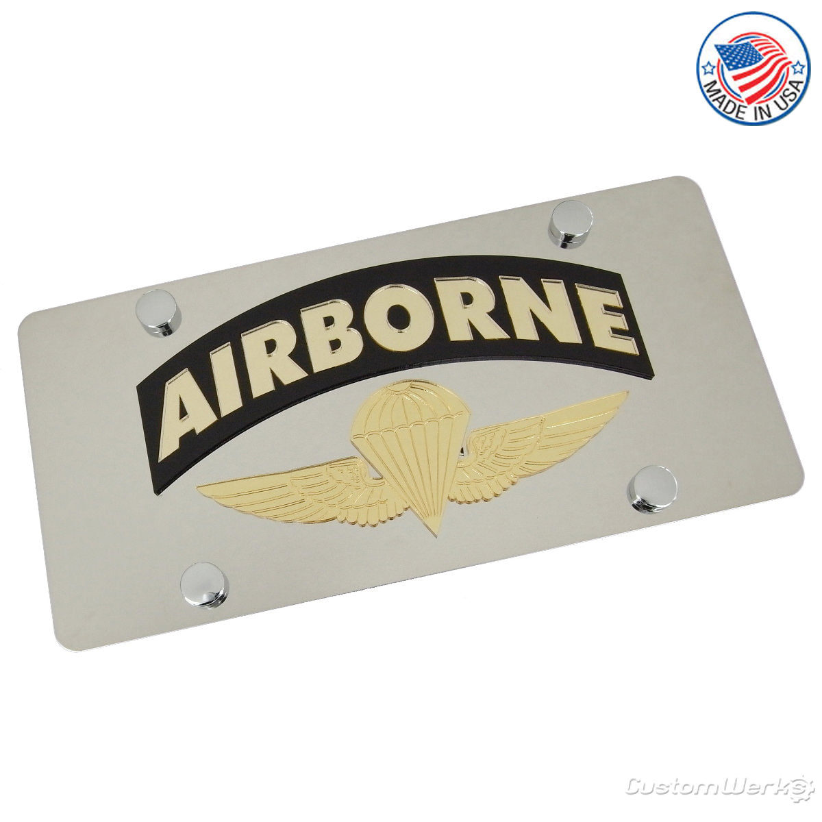 US Airborne Logo License Plate (Chrome) - Custom Werks