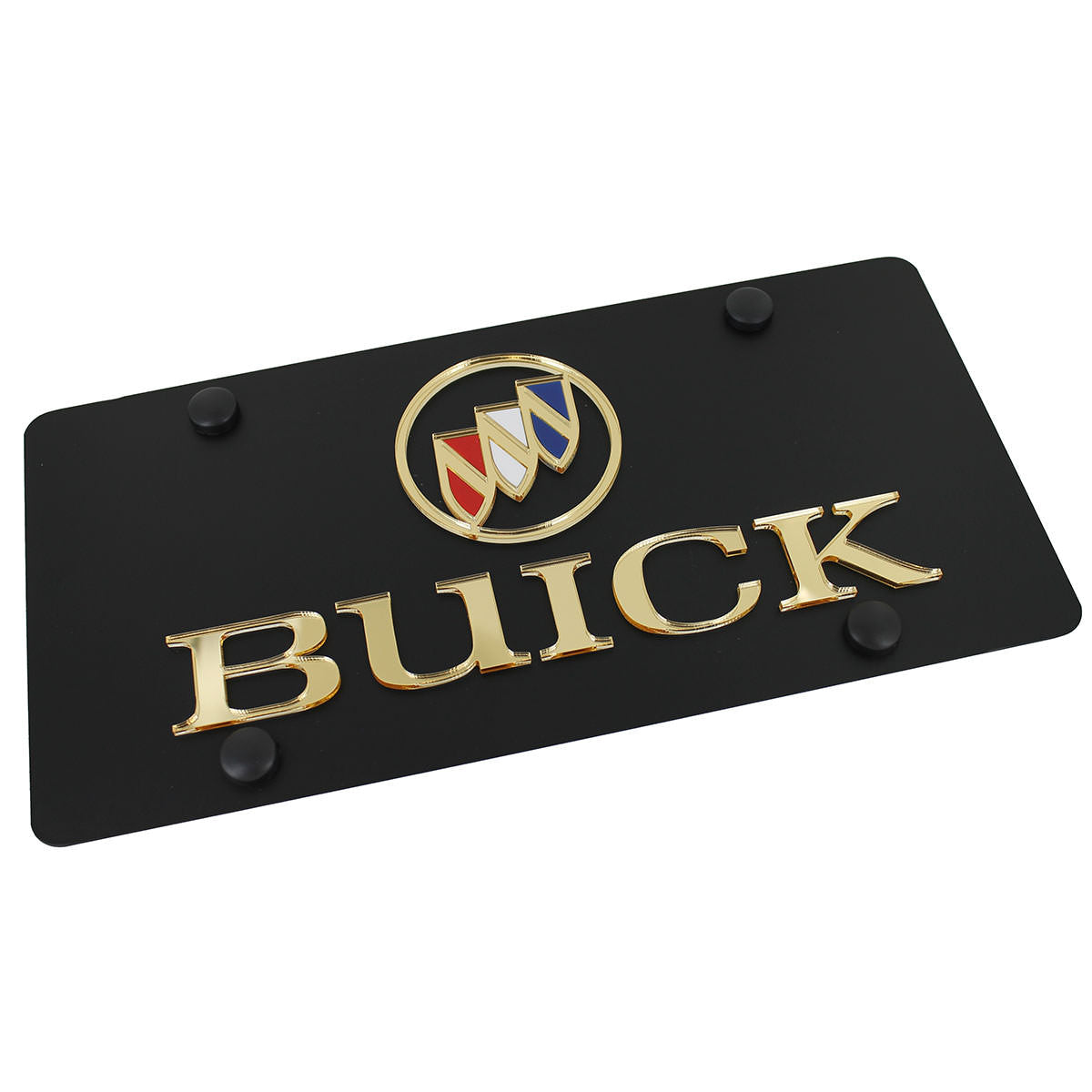 Buick Dual Logo License Plate (Gold on Black) - Custom Werks
