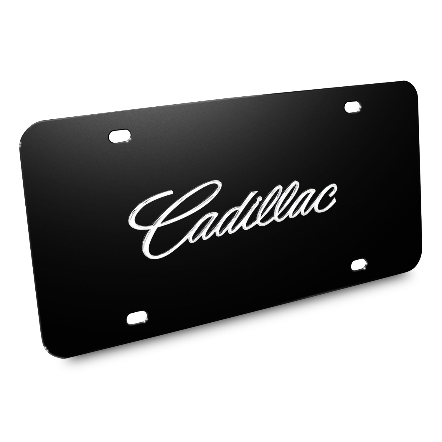 Cadillac License Plate (Chrome on Black) - Custom Werks
