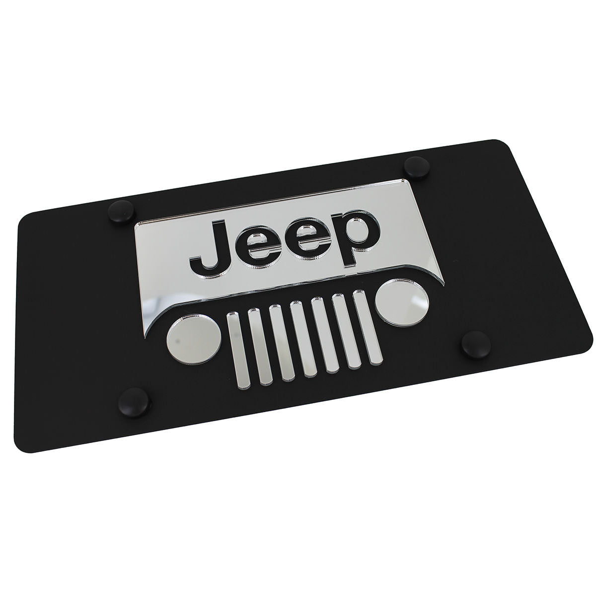 Jeep Grill Logo License Plate (Black) - Custom Werks