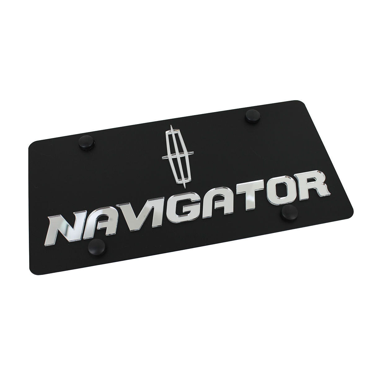 Lincoln Dual Logo Navigator License Plate (New Font) (Black) - Custom Werks