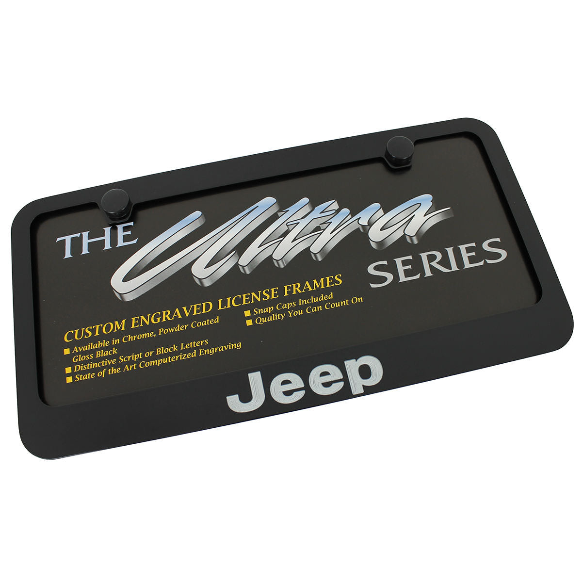 Jeep Silver Logo License Plate Frame (Black) - Custom Werks