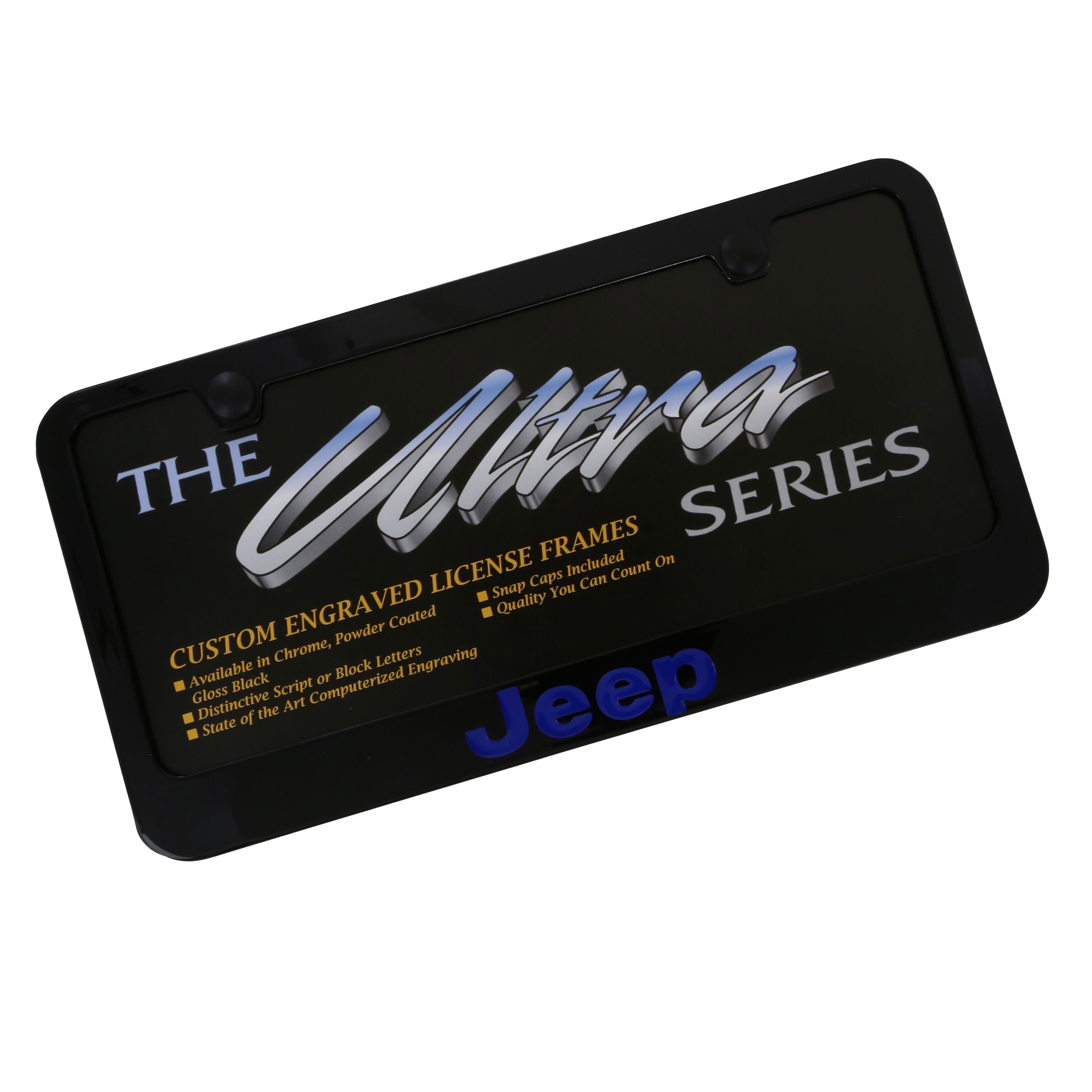 Jeep Blue Logo License Plate Frame (Black) - Custom Werks