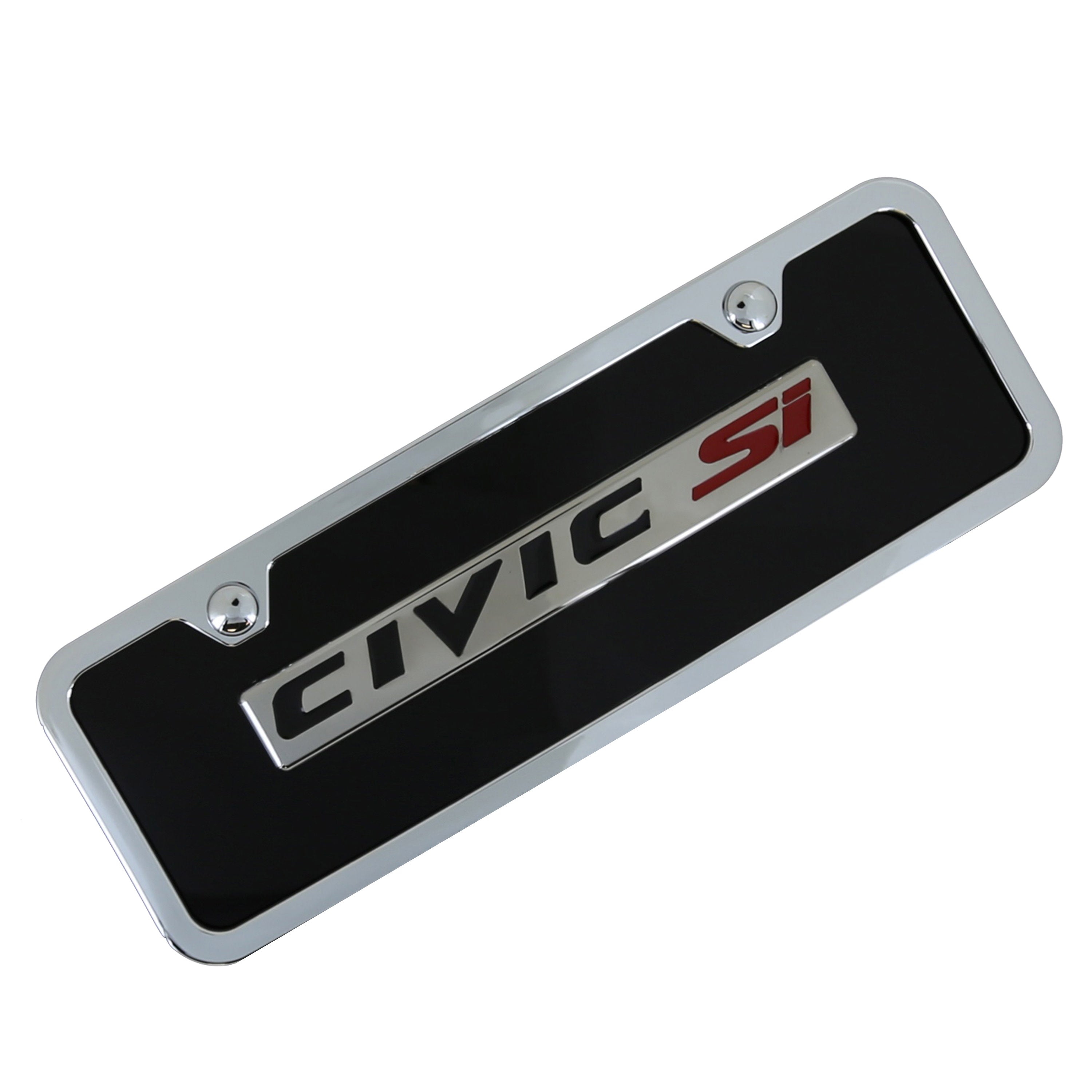 Honda Civic Si Mini License Plate Kit (Chrome on Black) - Custom Werks