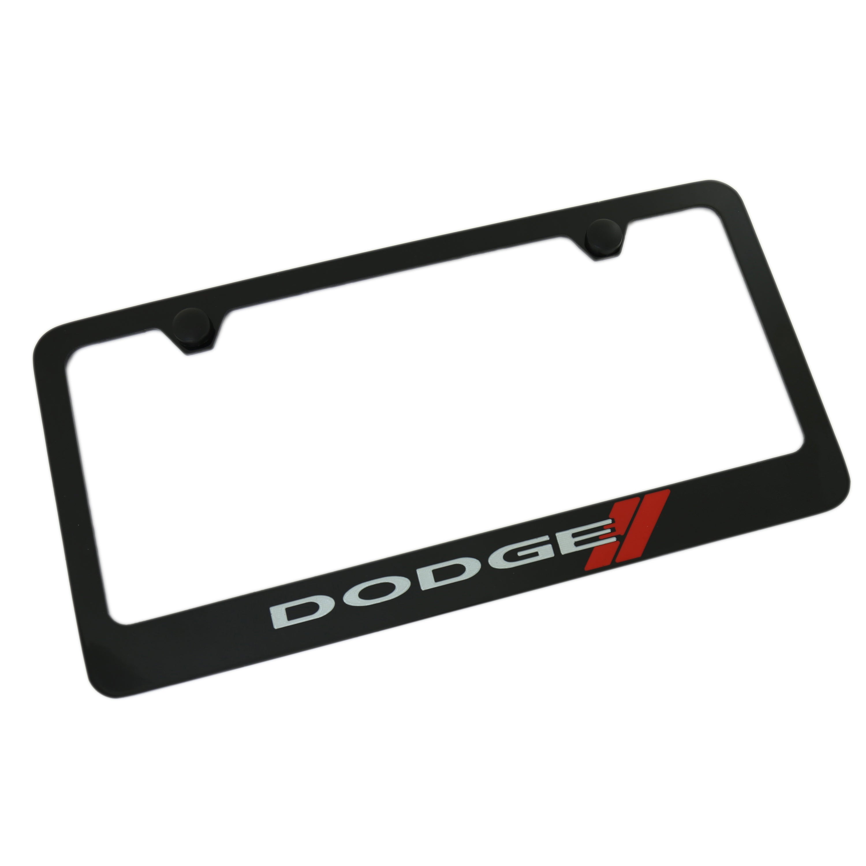 Dodge New Stripe Logo License Plate Frame (Black) - Custom Werks