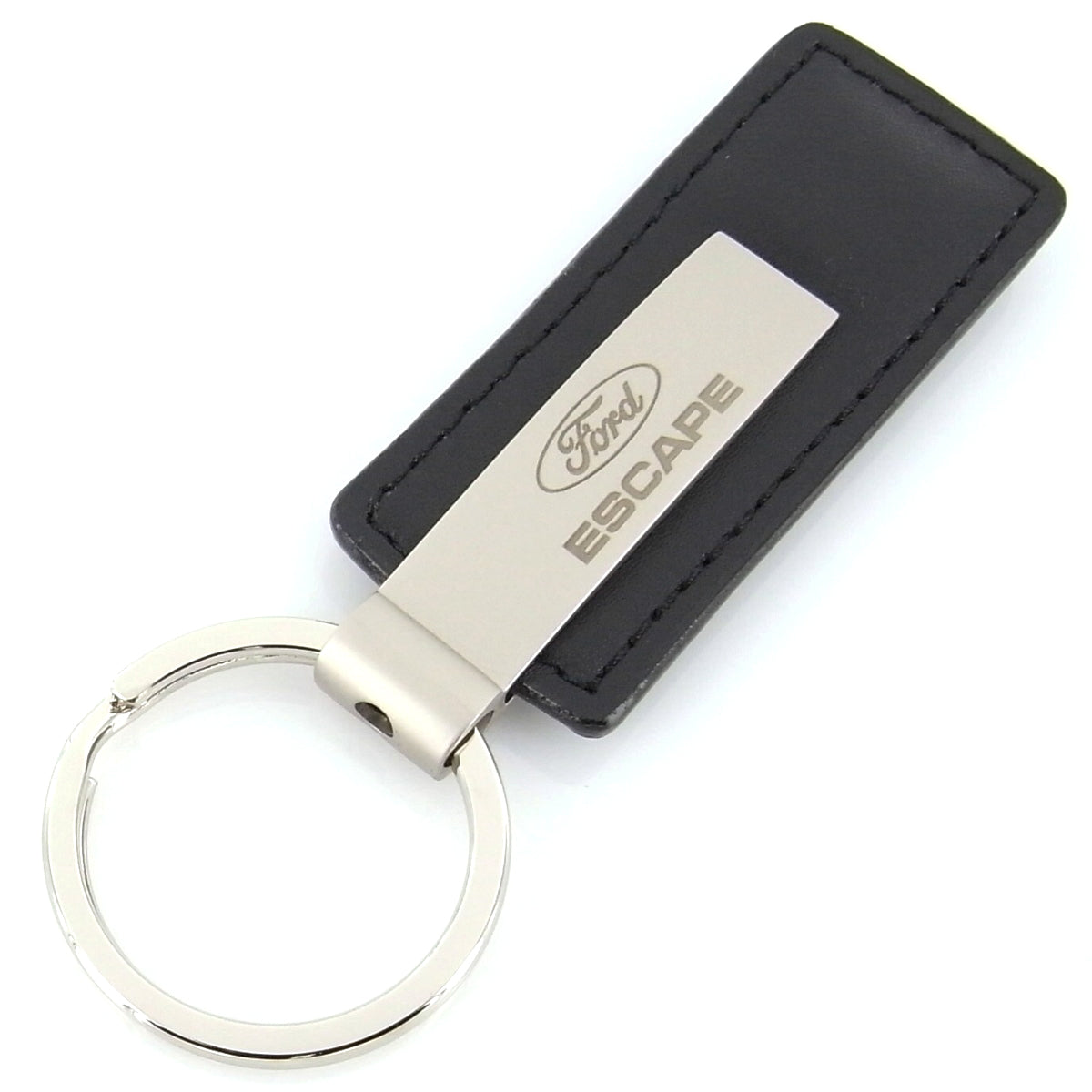Ford Escape Rectangular Leather Key Chain (Black) - Custom Werks