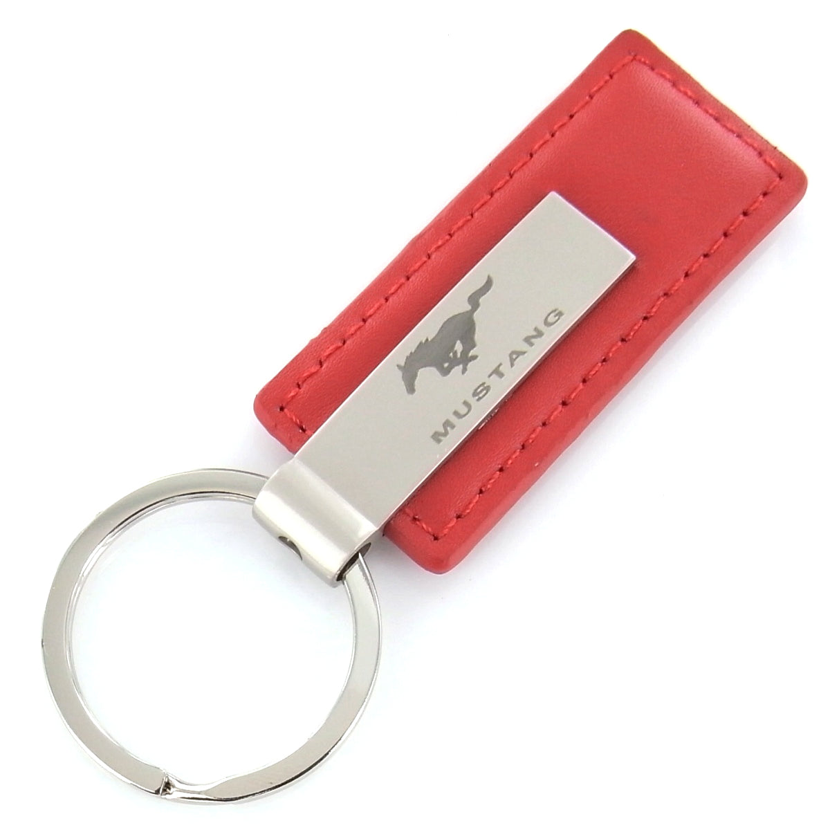 Ford Mustang Rectangular Leather Key Chain (Red) - Custom Werks