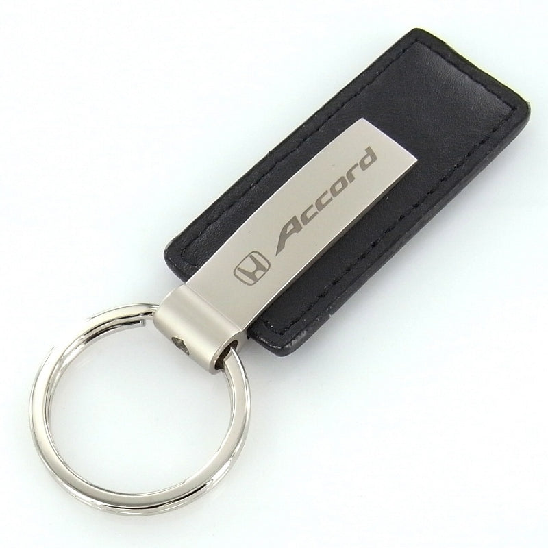 Honda Accord Rectangular Leather Key Chain (Black) - Custom Werks