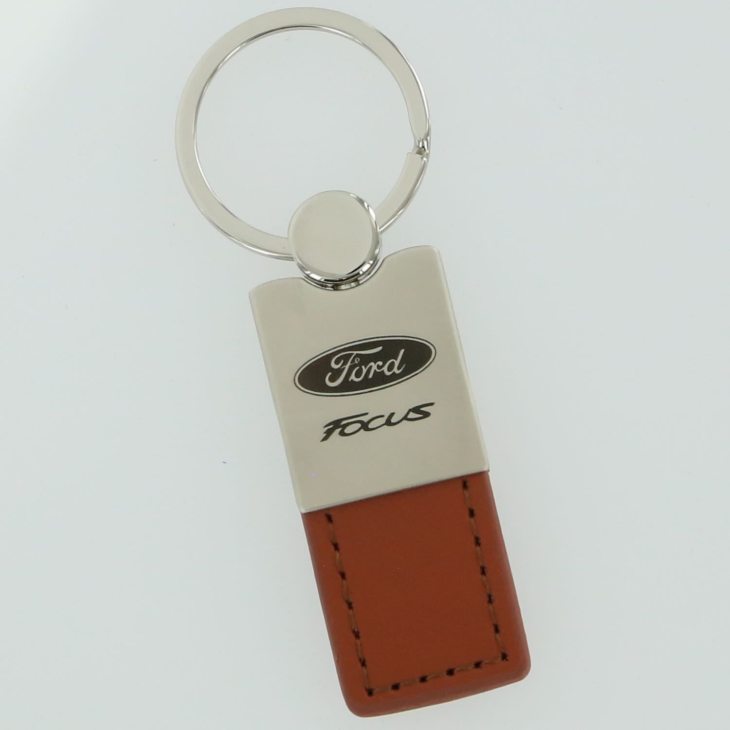 Ford Focus Leather Key Ring (Brown) - Custom Werks