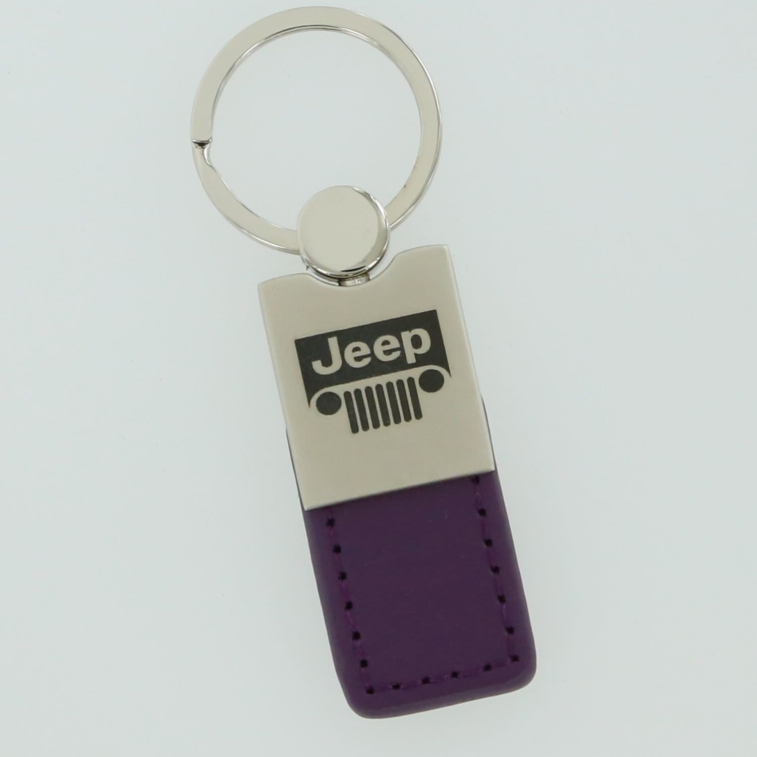 Jeep Grill Logo Leather Key Ring (Purple) - Custom Werks