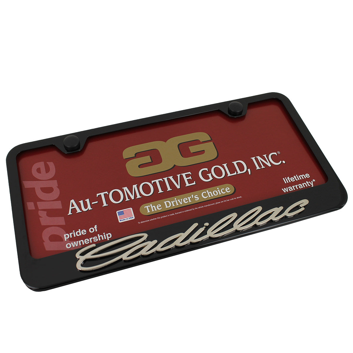 Cadillac 3D Premier License Plate Frame (Chrome on Black) - Custom Werks