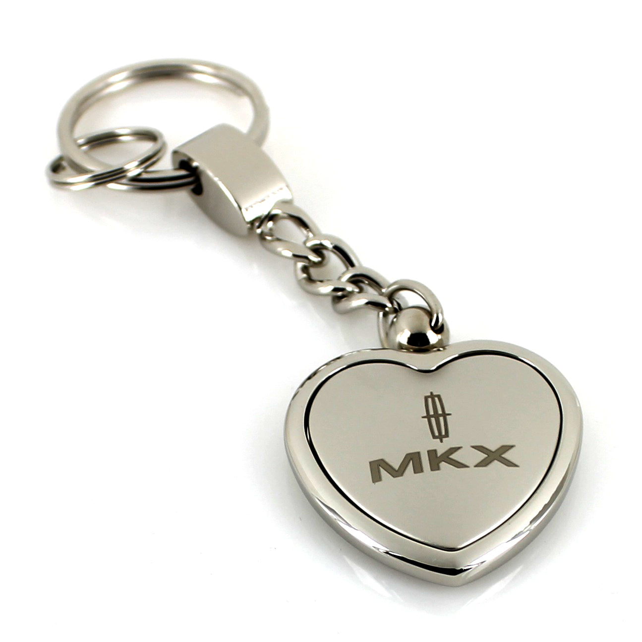 Lincoln MKX Heart Shape Chain Keychain (Chrome) - Custom Werks