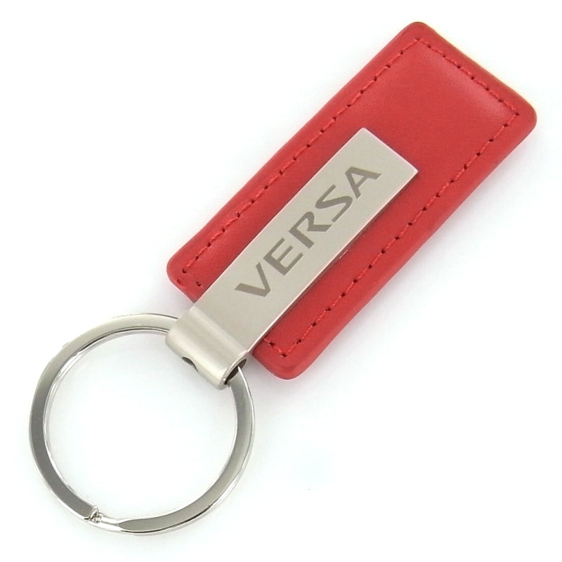 Nissan Versa Rectangular Leather Key Chain (Red) - Custom Werks