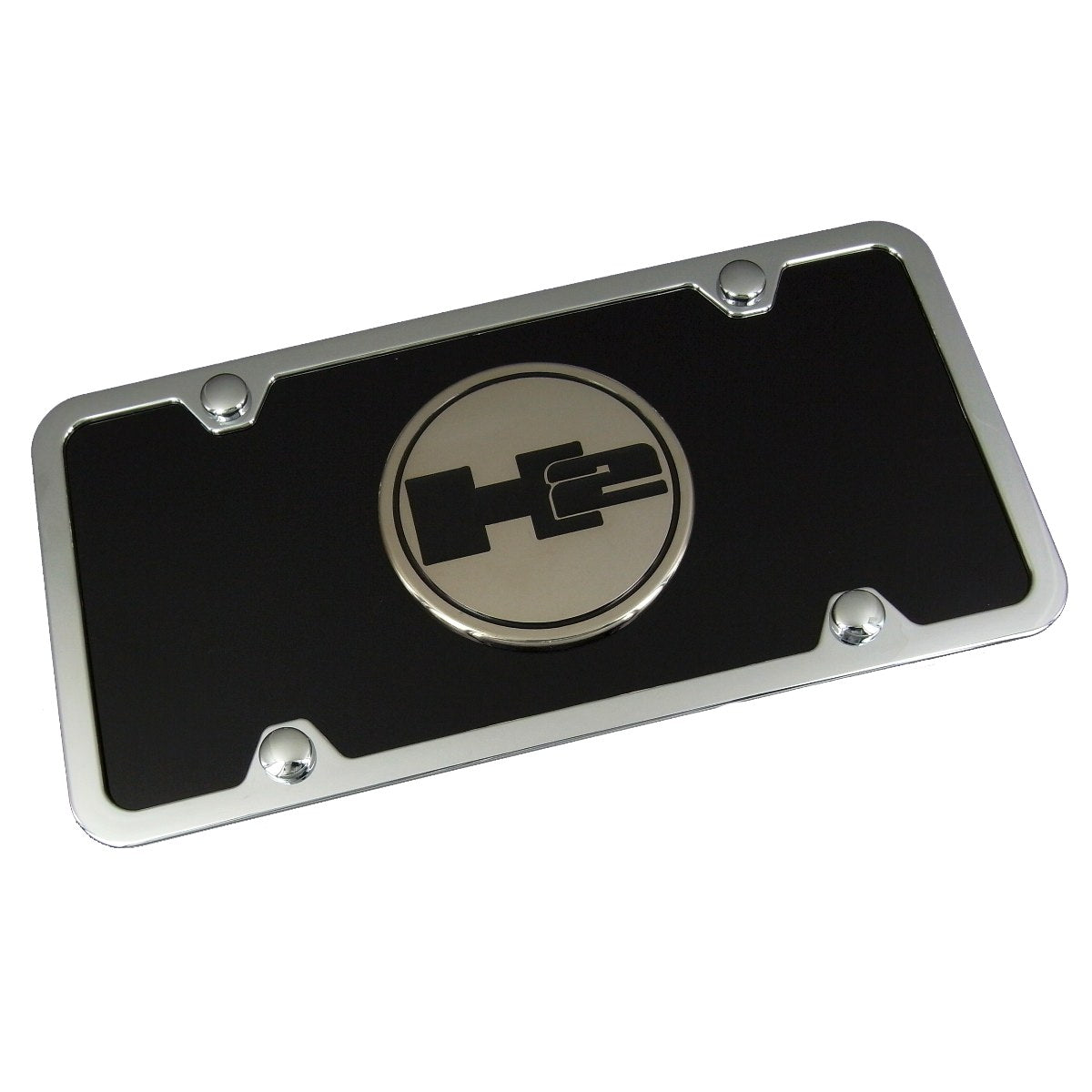 Hummer H2 Logo License Plate Kit (Chrome on Black) - Custom Werks