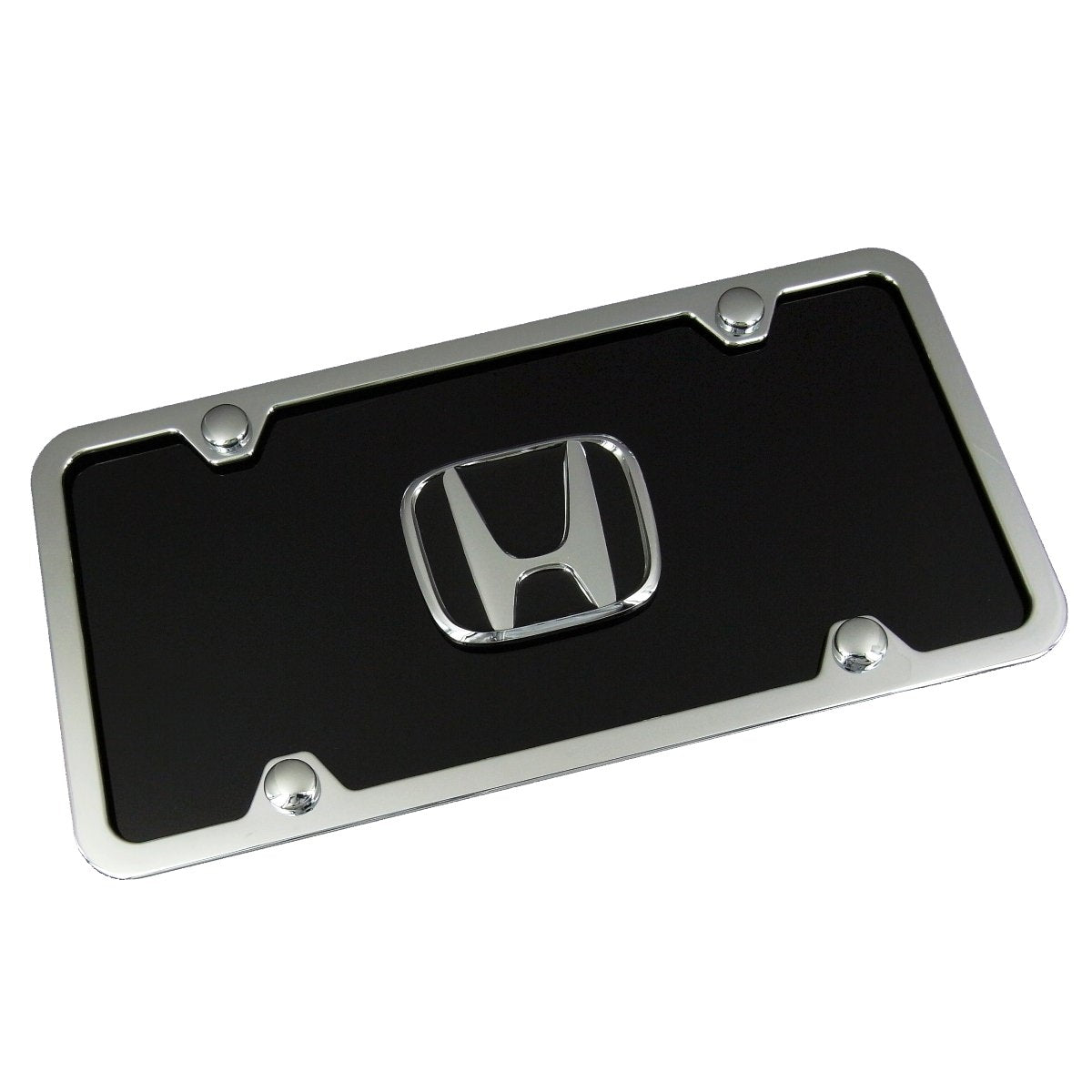 Honda Logo License Plate Kit (Chrome on Black) - Custom Werks