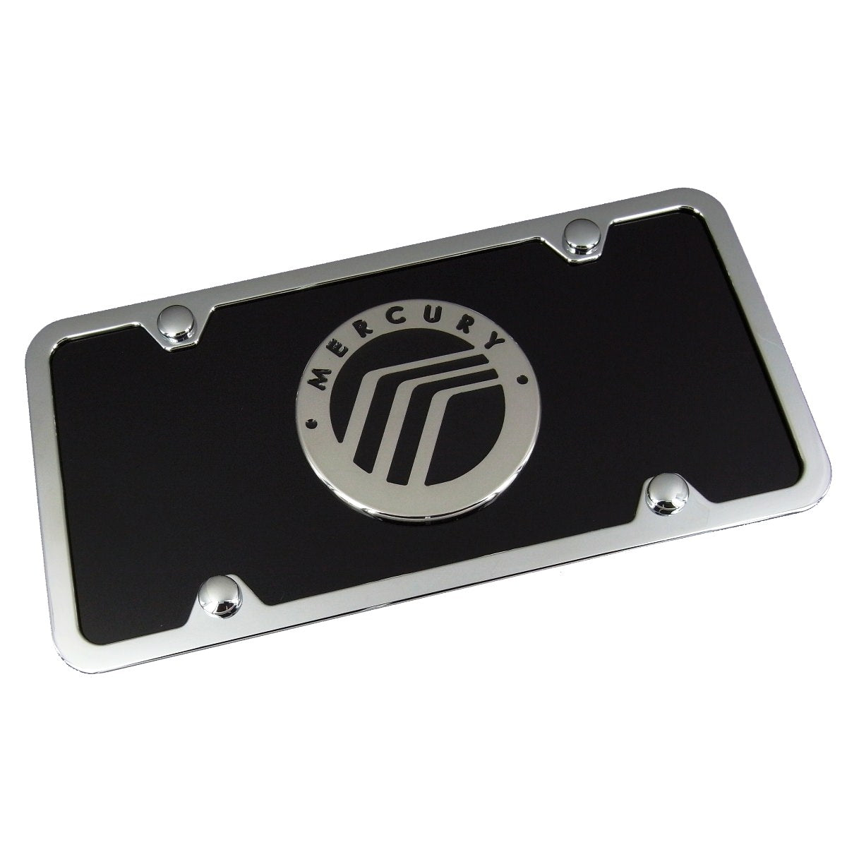 Mercury Logo License Plate Kit (Chrome on Black) - Custom Werks
