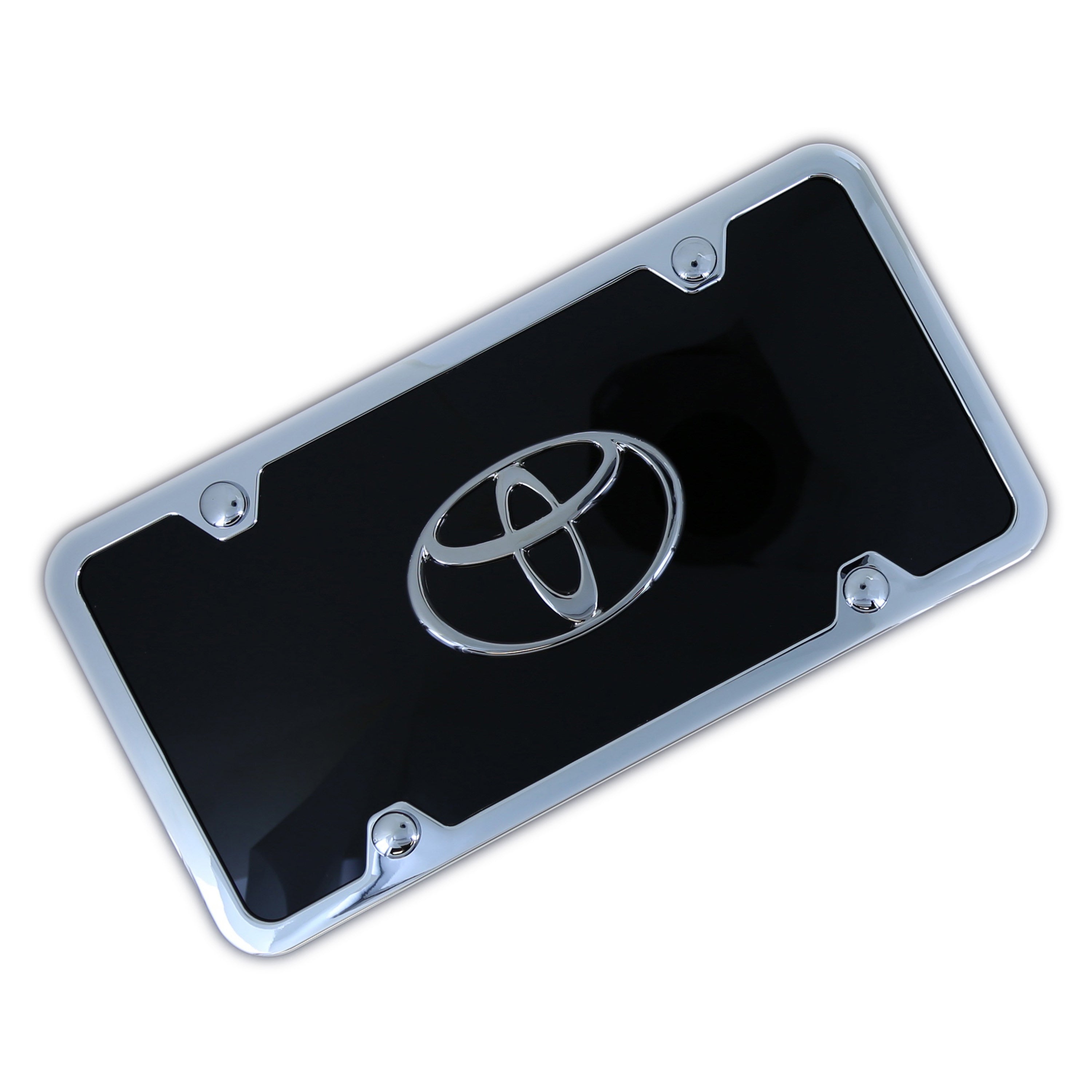 Toyota Logo License Plate Kit (Chrome on Black) - Custom Werks
