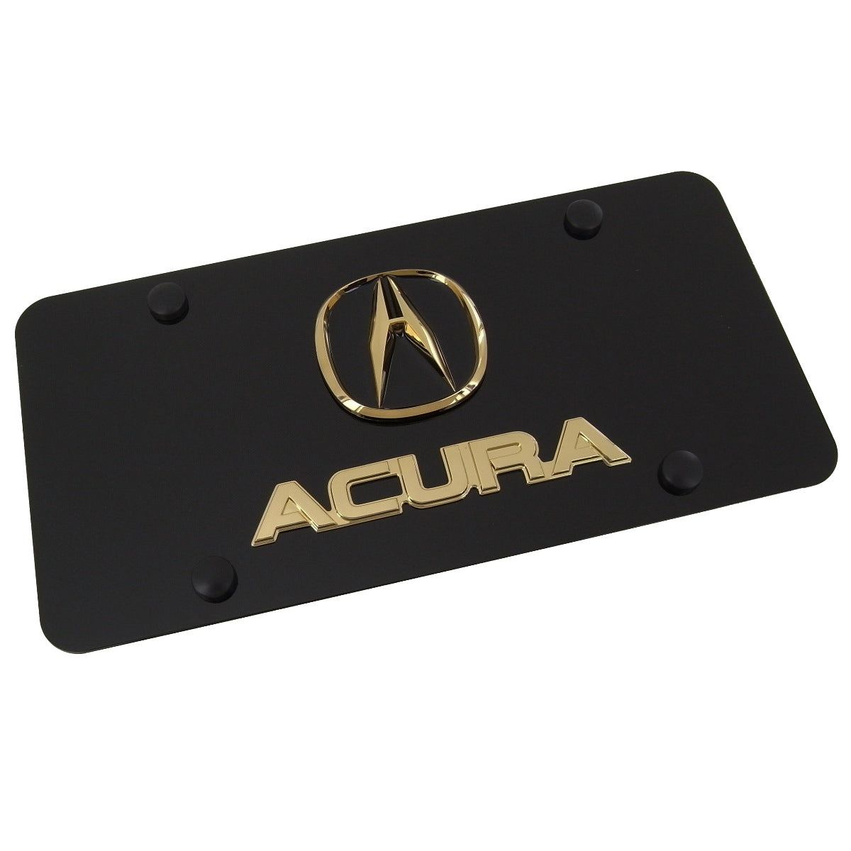 Acura Dual Logo License Plate (Gold on Black) - Custom Werks