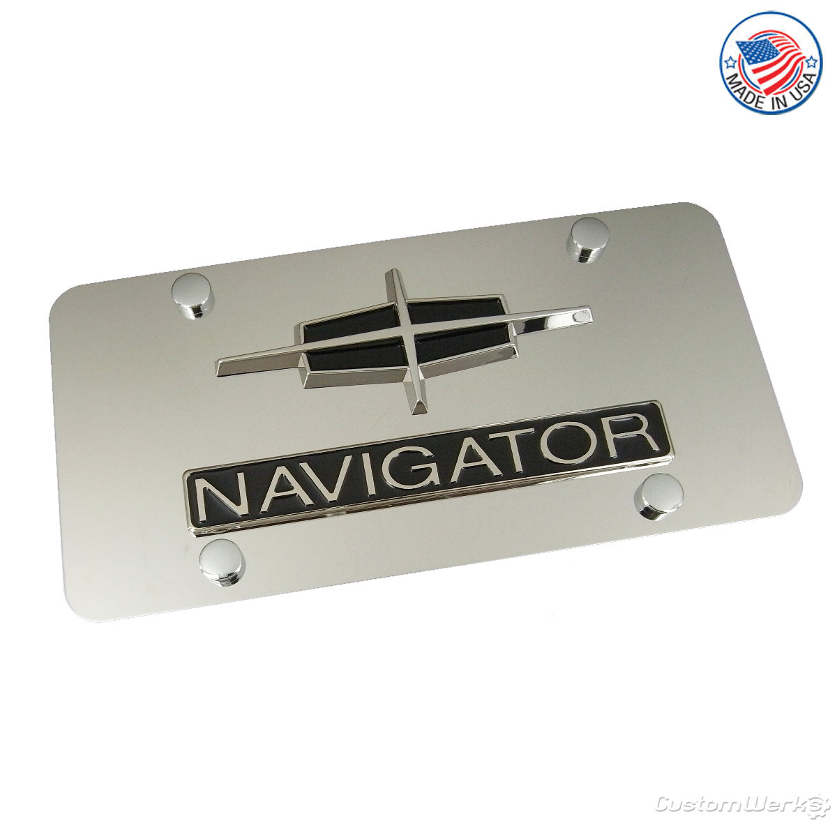Lincoln Dual Logo Navigator License Plate (Chrome) - Custom Werks