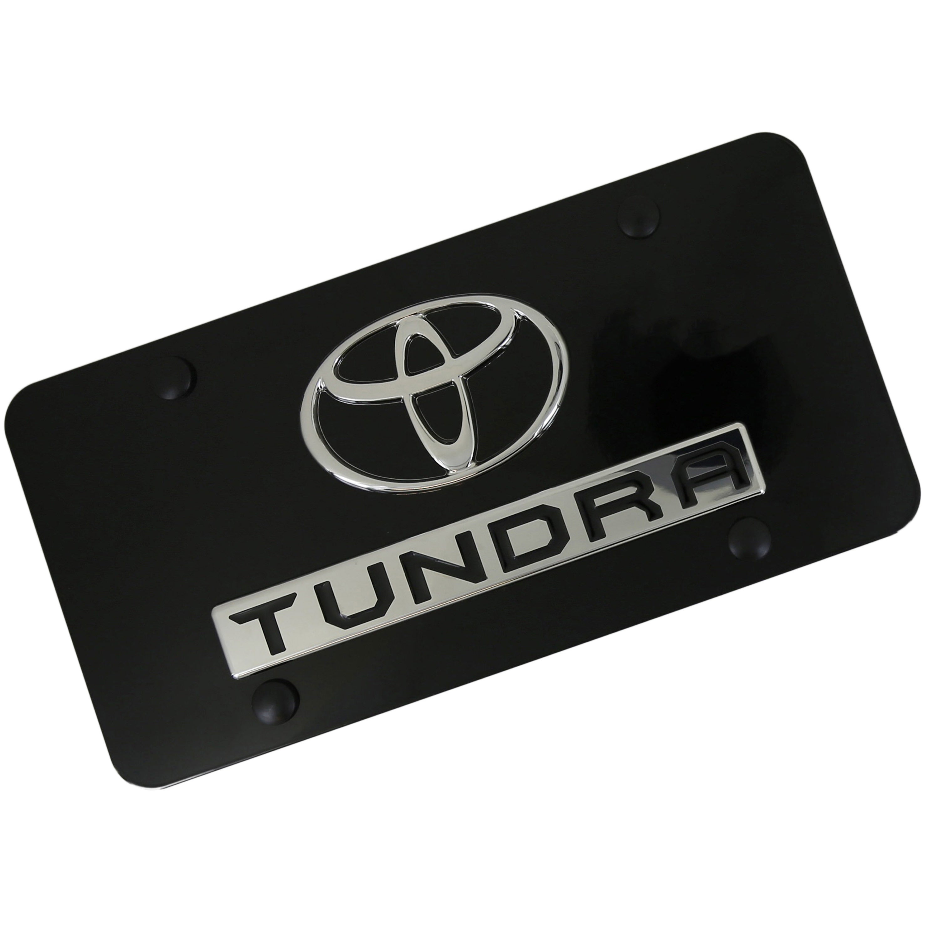 Toyota Dual Logo Tundra License Plate (Chrome on Black) - Custom Werks