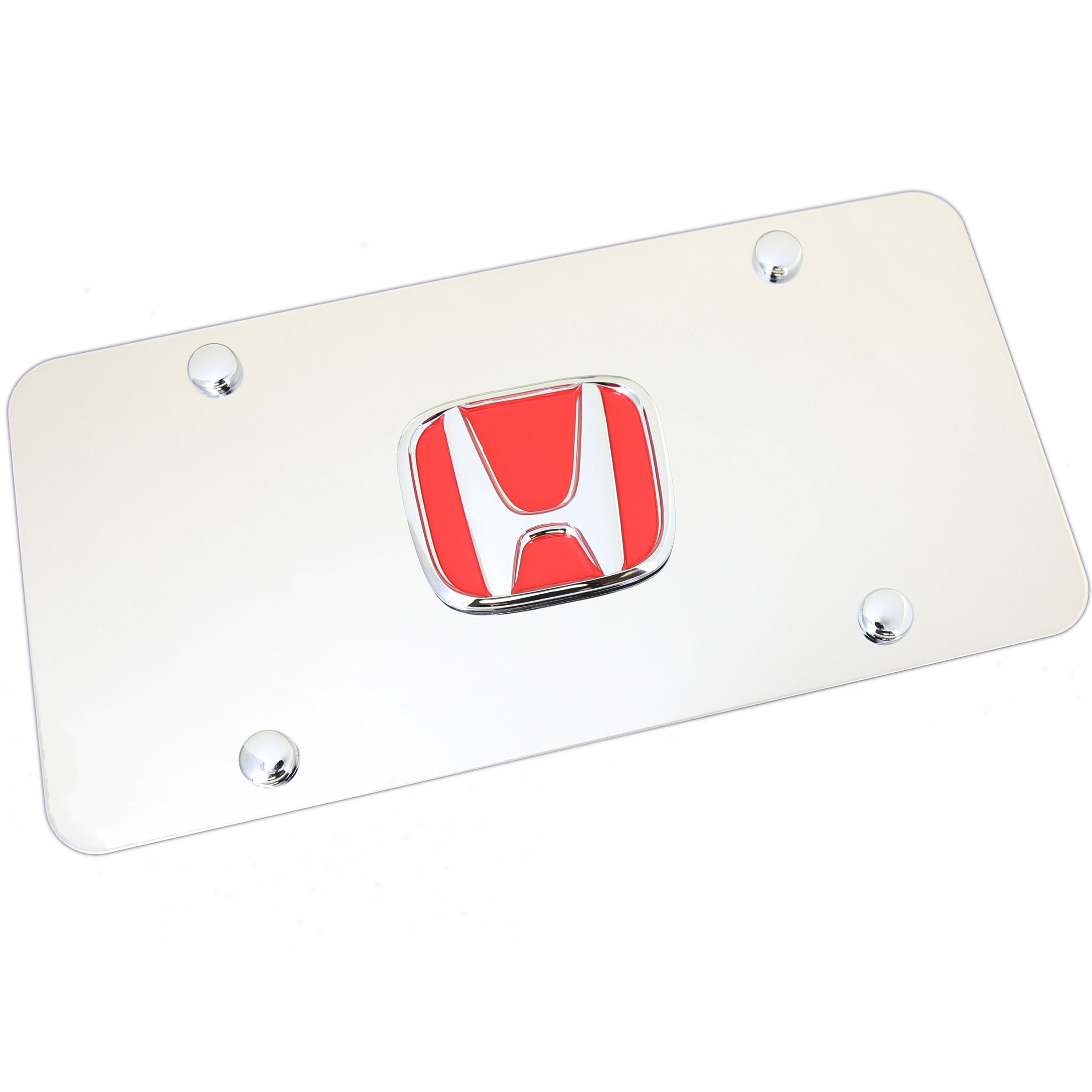 Honda Logo License Plate (Red on Chrome) - Custom Werks